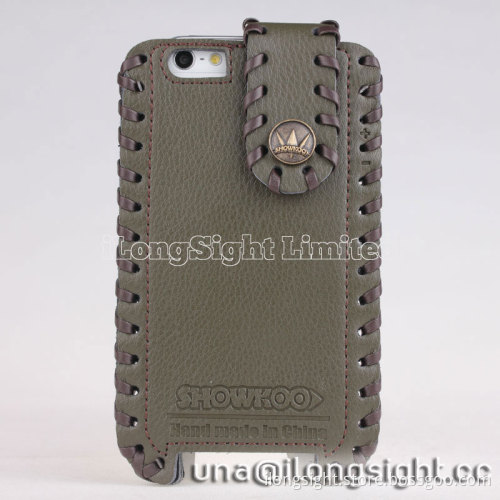 Showkoo Duke Genuine Leather Pouch case for iPhone 5 5c 5s-army green